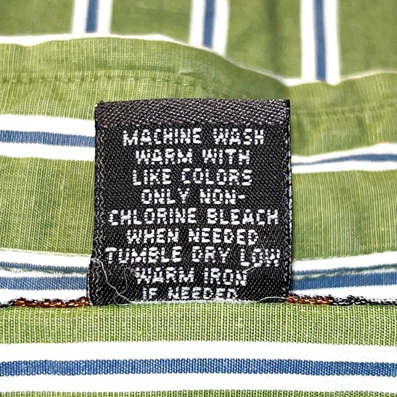 Urban Pipeline button down shirt, spring green with thin white and blue stripes - Picture 8 of 8